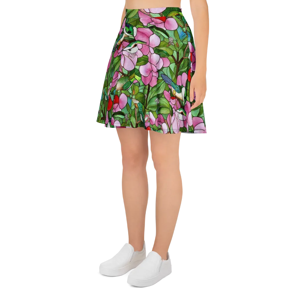 Roseglass Aviary on Skater Skirt — Left