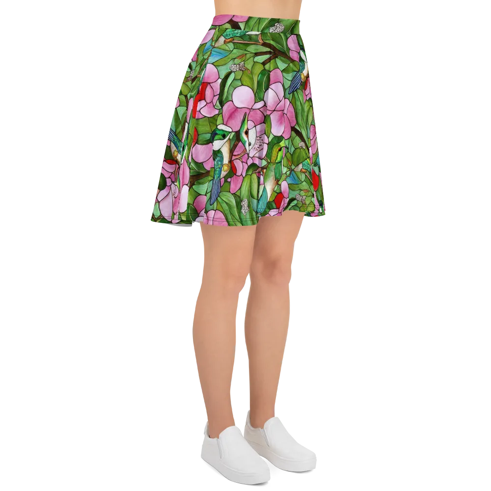 Roseglass Aviary on Skater Skirt — Right