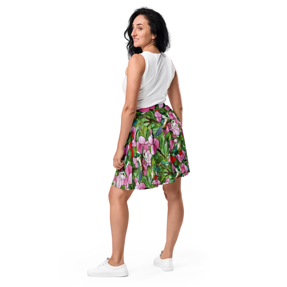 Roseglass Aviary on Skater Skirt — Back