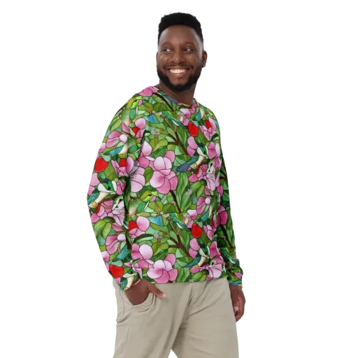 Roseglass Aviary on a Sweatshirt