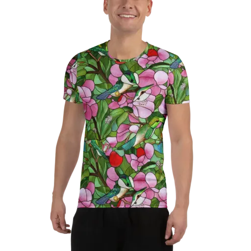 Roseglass Aviary on a Men's Athletic T-Shirt