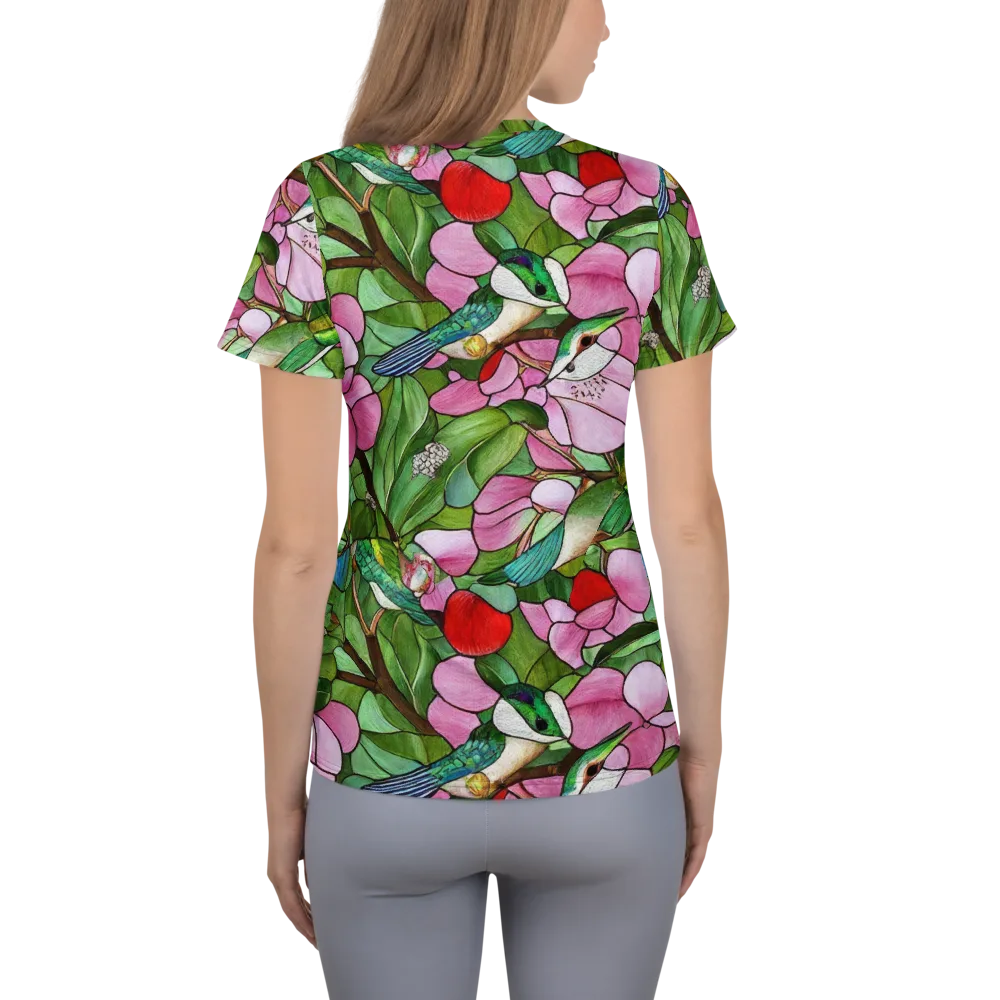 Roseglass Aviary on Women's Athletic T-Shirt — Back