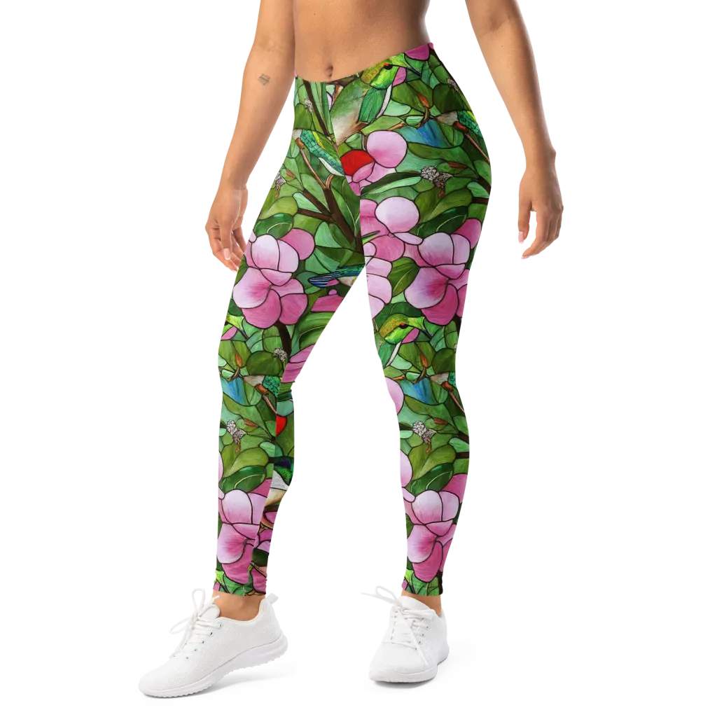Roseglass Aviary on Leggings — Left Front