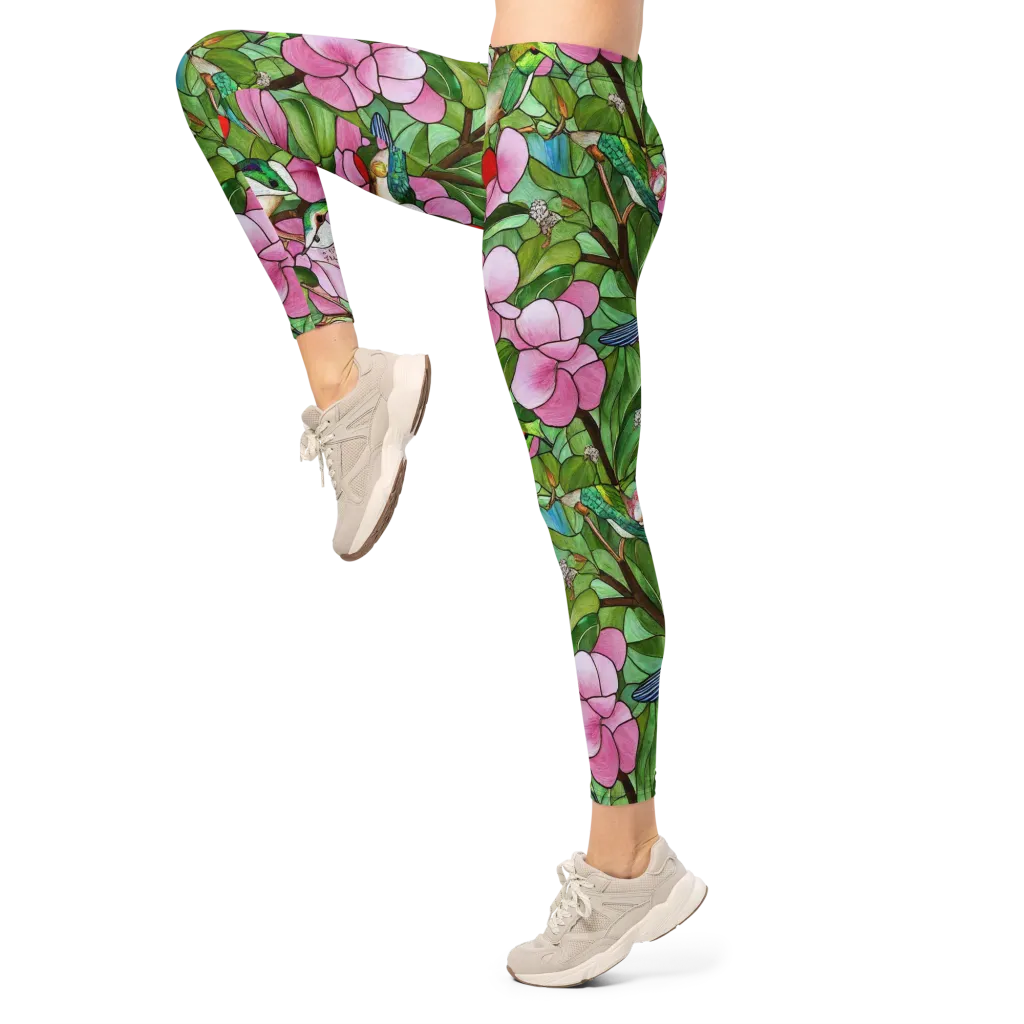 Roseglass Aviary on Leggings — Left