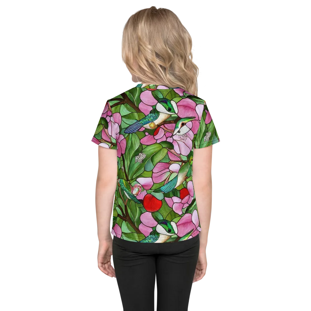 Roseglass Aviary on Kids Crew Neck T-Shirt — Back