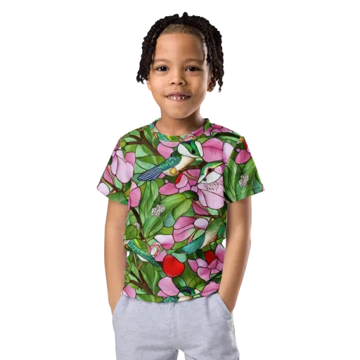 Roseglass Aviary on a Kids Crew Neck T-Shirt