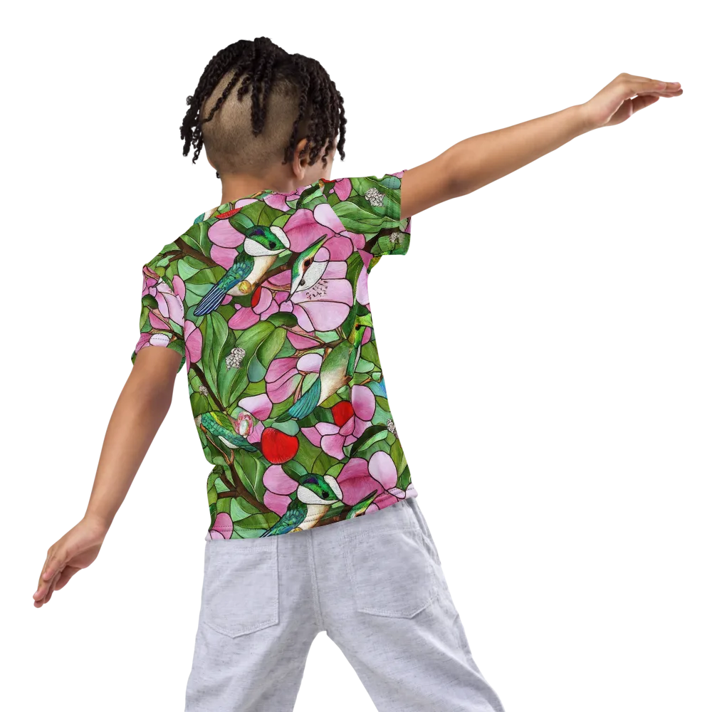 Roseglass Aviary on Kids Crew Neck T-Shirt — Back