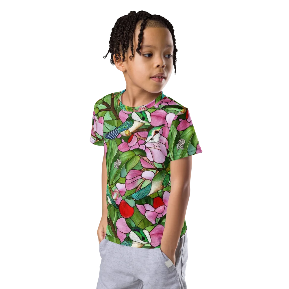 Roseglass Aviary on Kids Crew Neck T-Shirt — Left Front
