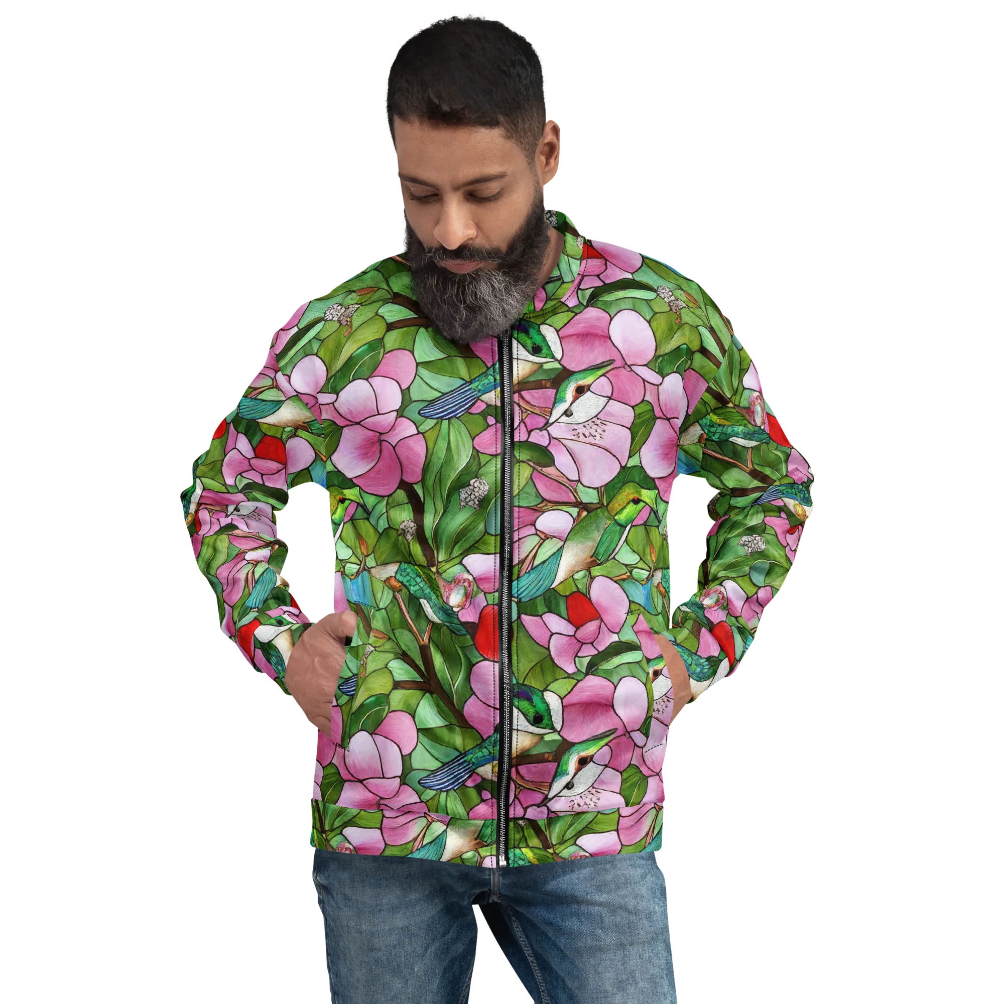 Roseglass Aviary on Bomber Jacket — Front