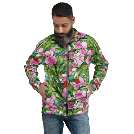 Roseglass Aviary on a Bomber Jacket