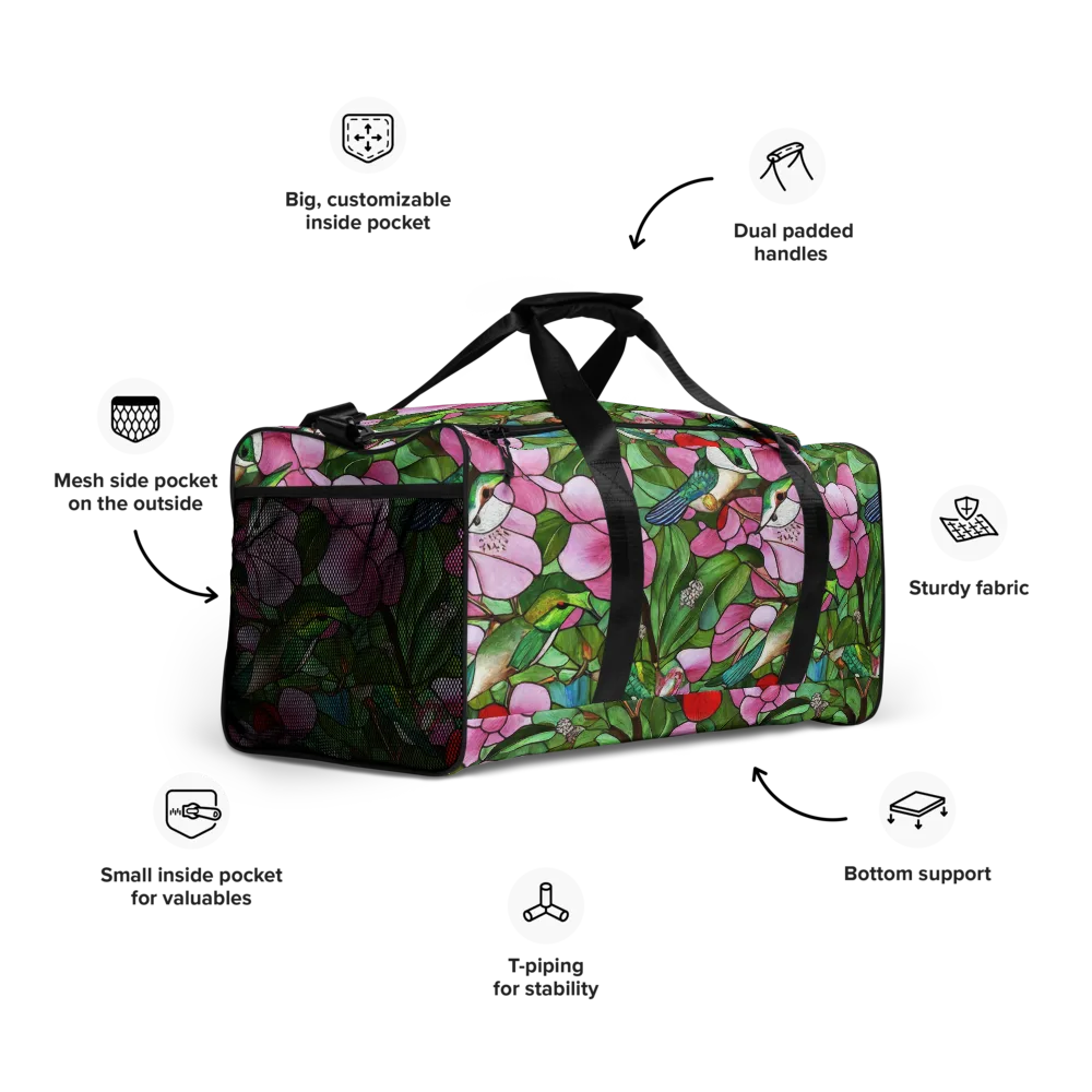 Roseglass Aviary on Duffle Bag — Right Front