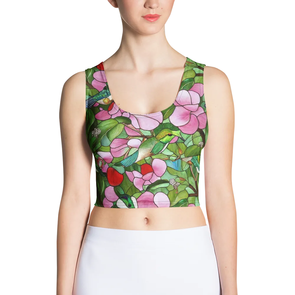 Roseglass Aviary on Crop Top — Front