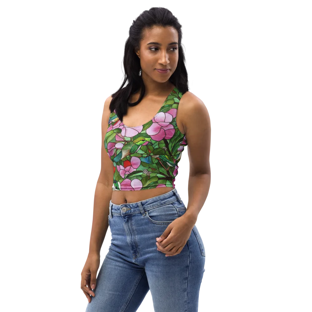 Roseglass Aviary on Crop Top — Left Front