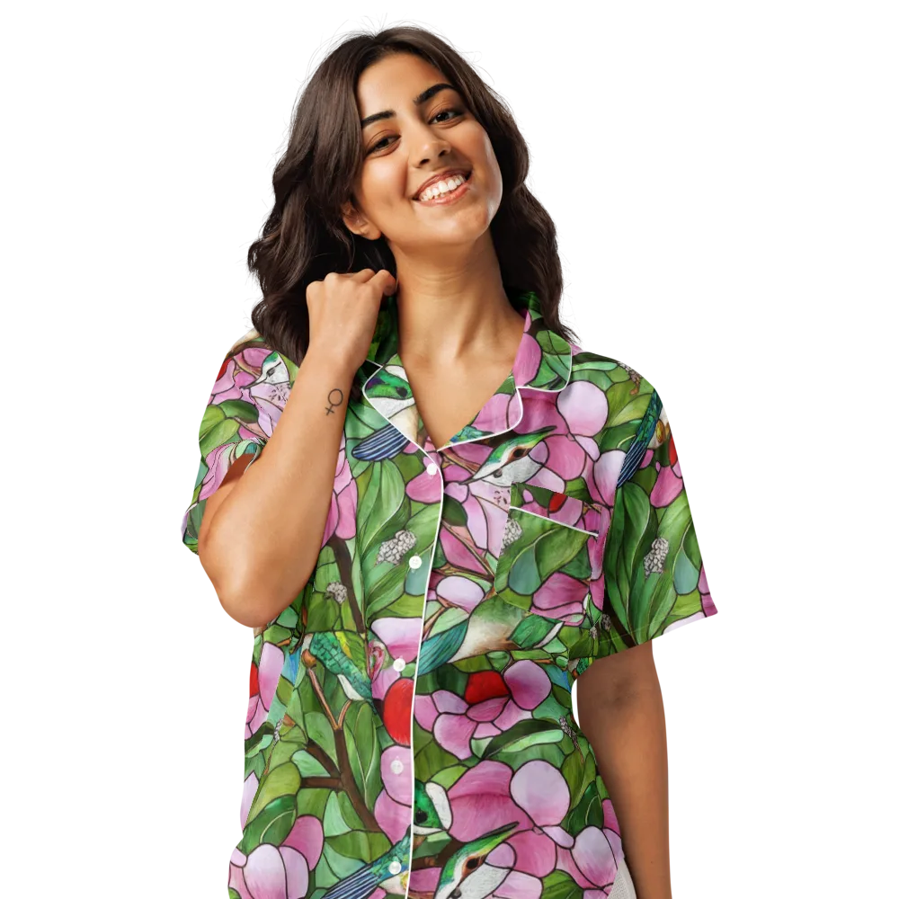 Roseglass Aviary on Women's Short Sleeve Pajama Top — Front