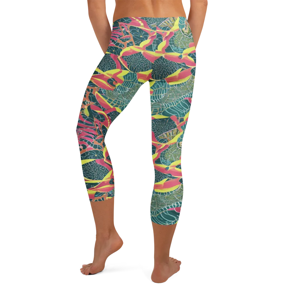 Jungle Rhapsody on Capri Leggings — Back