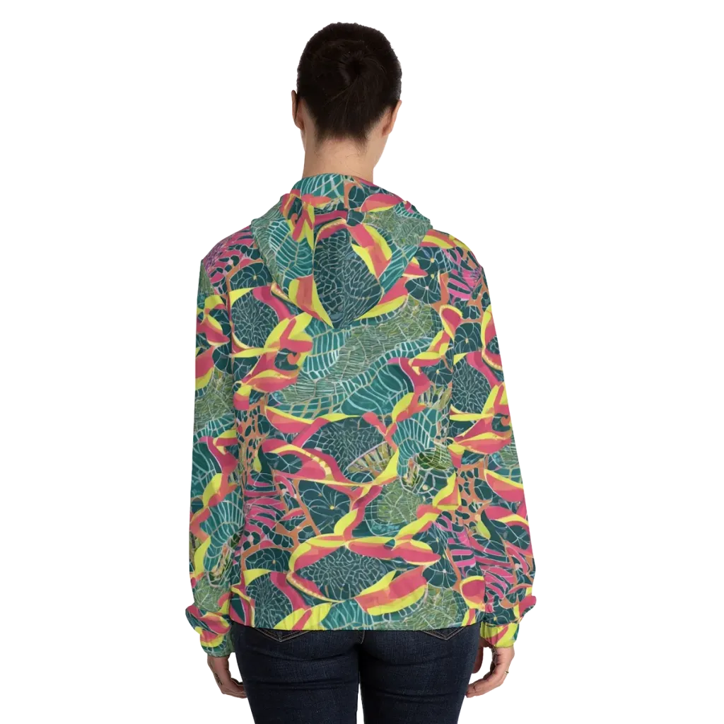 Jungle Rhapsody on Women's Full-Zip Hoodie — Back On Person