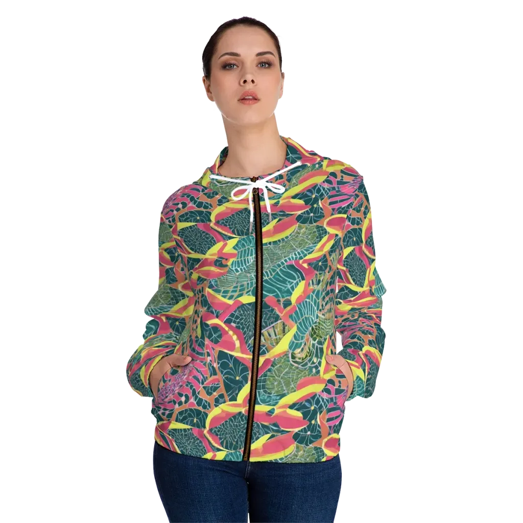Jungle Rhapsody on Women's Full-Zip Hoodie — Front On Person