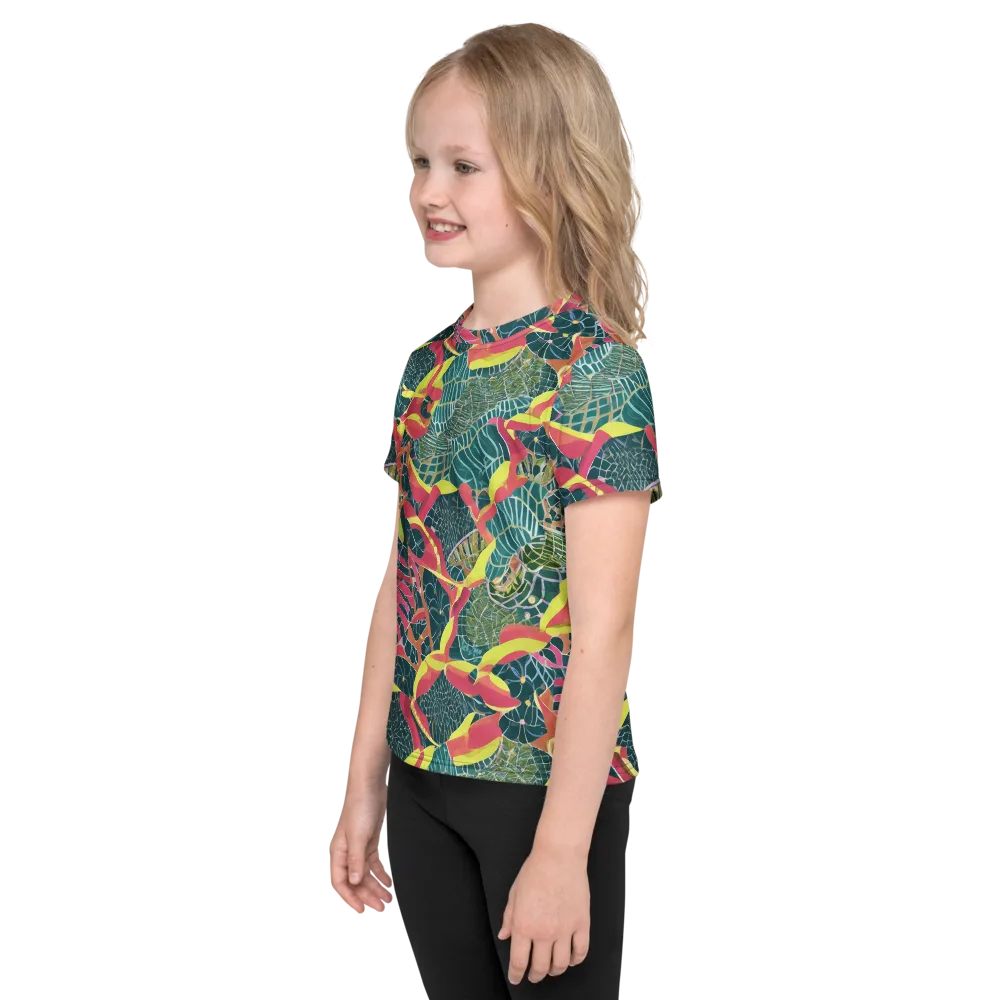 Jungle Rhapsody on Kids Crew Neck T-Shirt — Left
