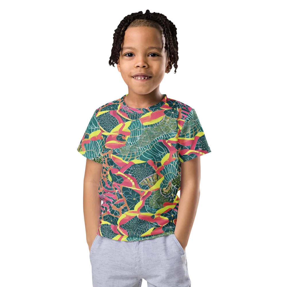 Jungle Rhapsody on Kids Crew Neck T-Shirt — Front