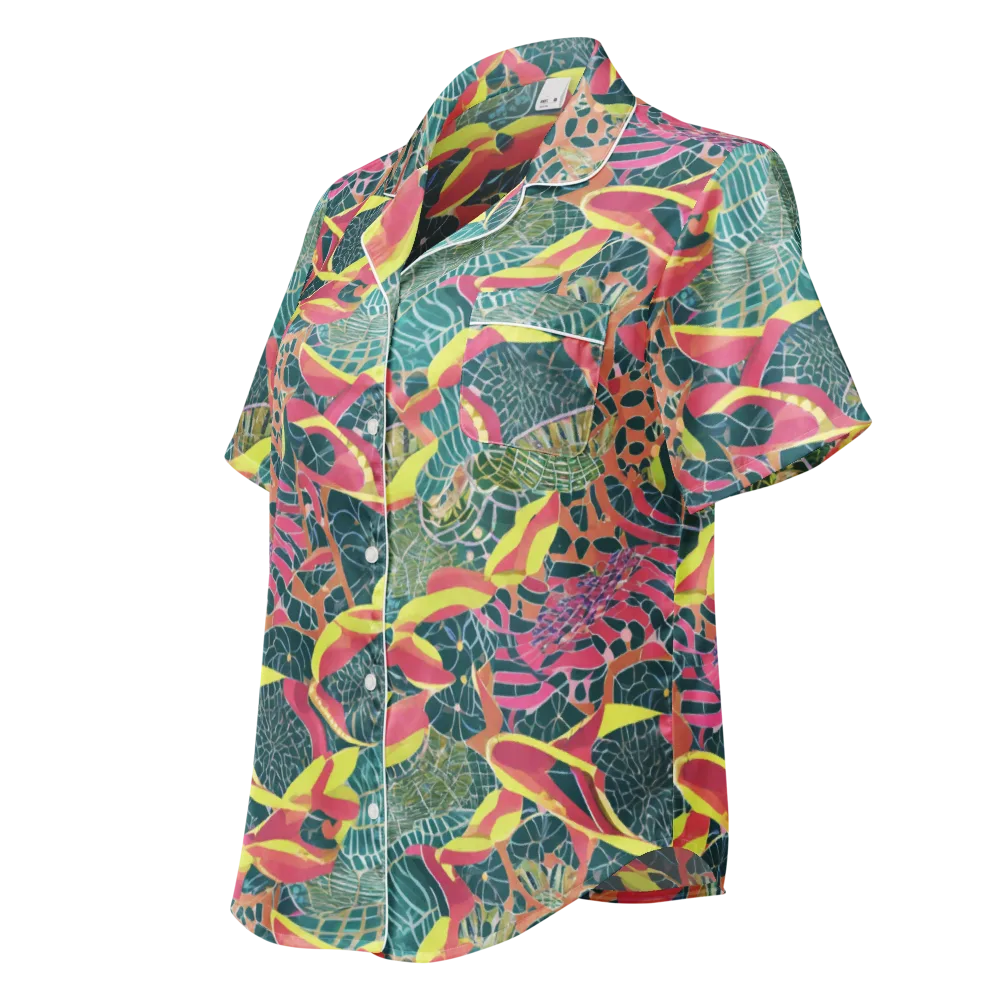 Jungle Rhapsody on Women's Short Sleeve Pajama Top — Left Front