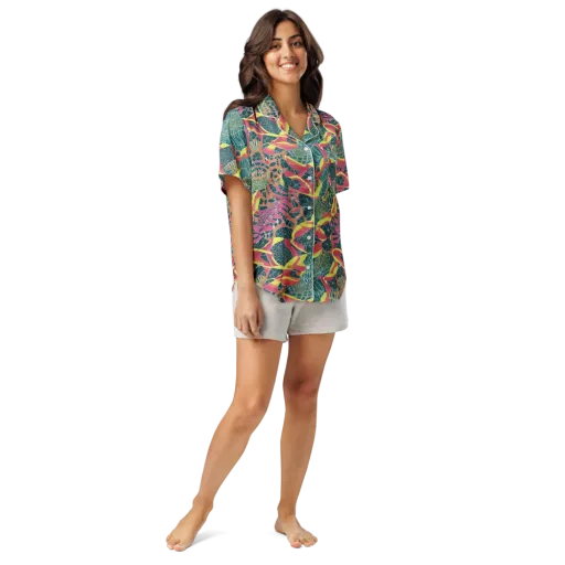 Jungle Rhapsody on a Women's Short Sleeve Pajama Top