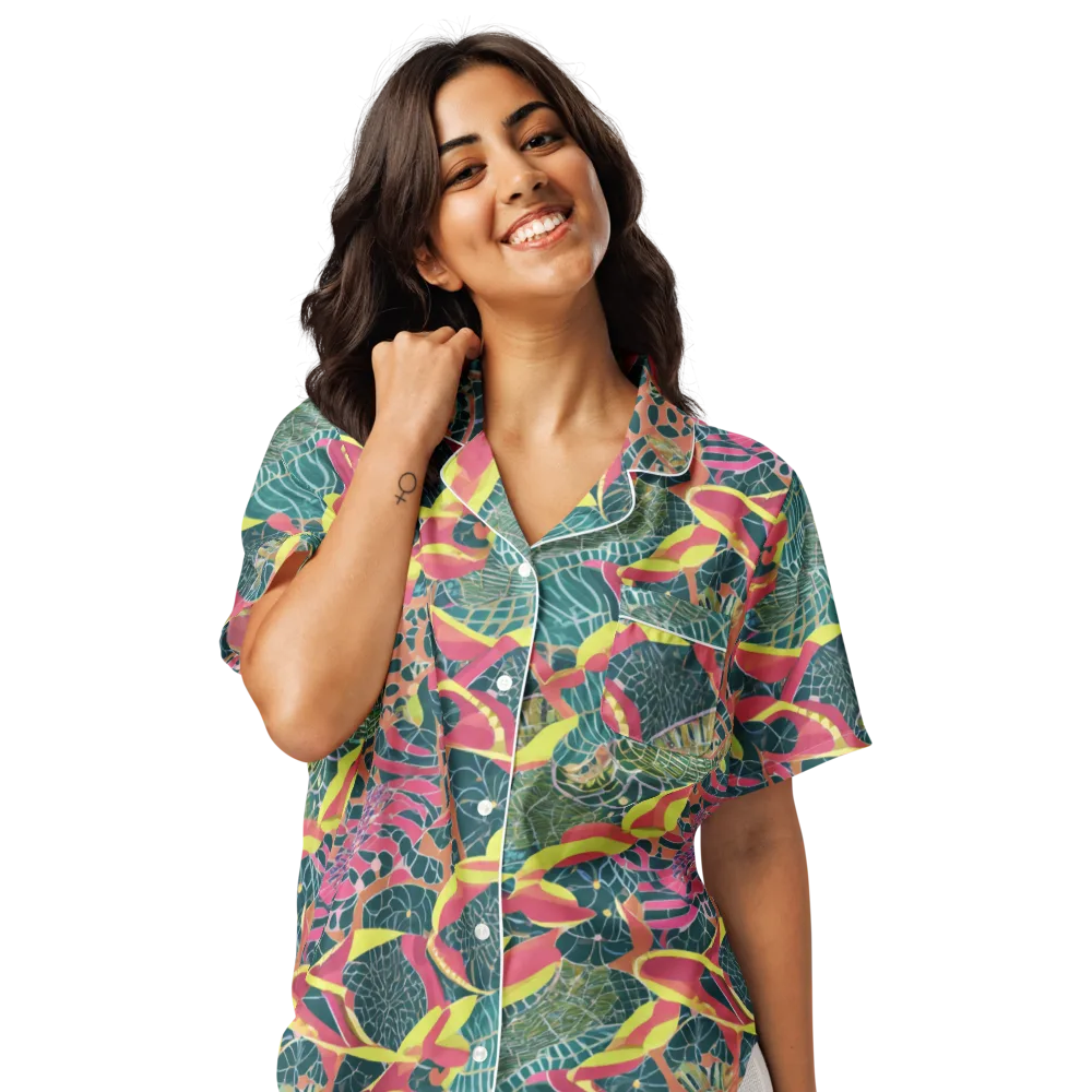 Jungle Rhapsody on Women's Short Sleeve Pajama Top — Front