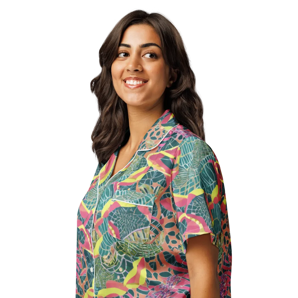 Jungle Rhapsody on Women's Short Sleeve Pajama Top — Left Front