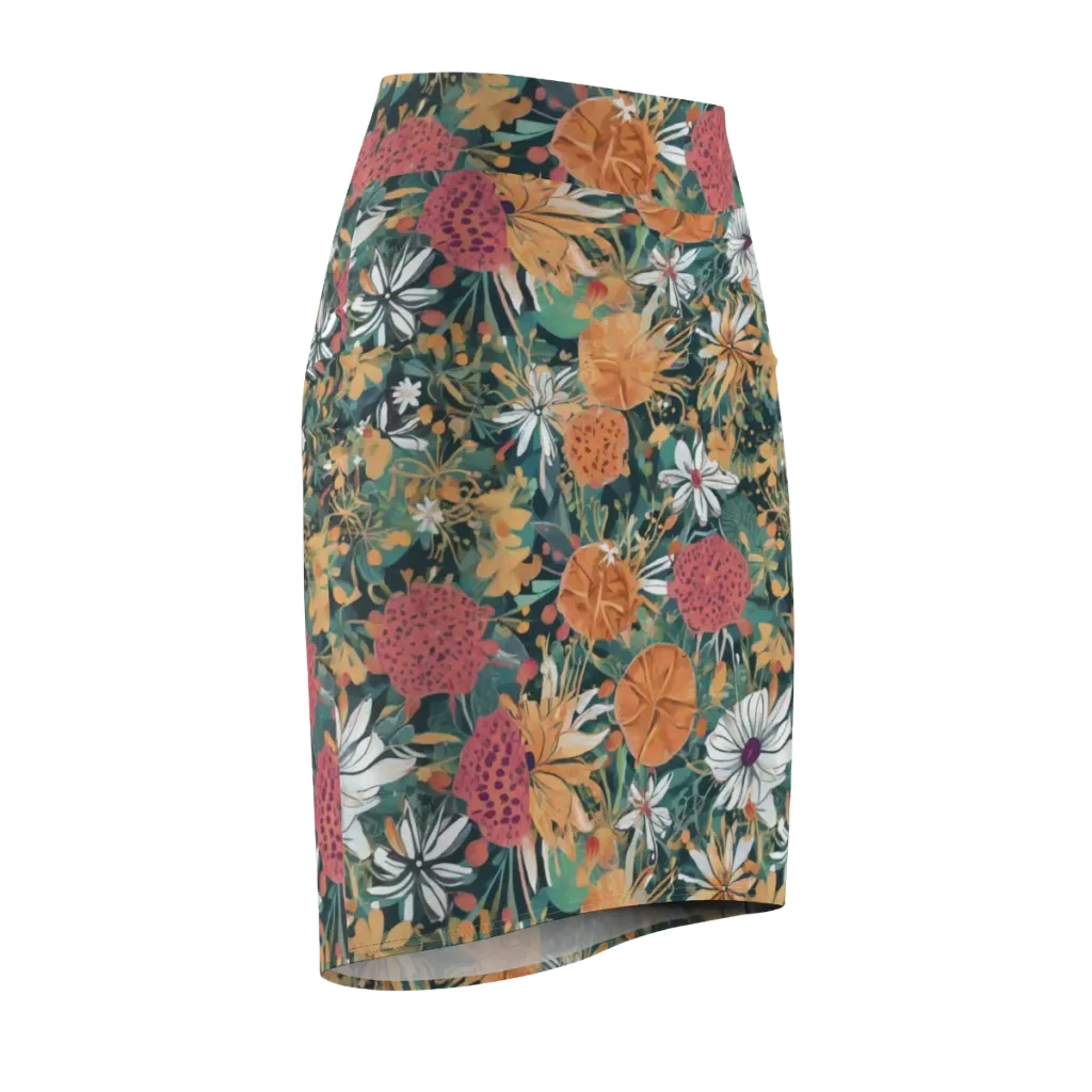 Tangerine Conservatory on Pencil Skirt — Front Side