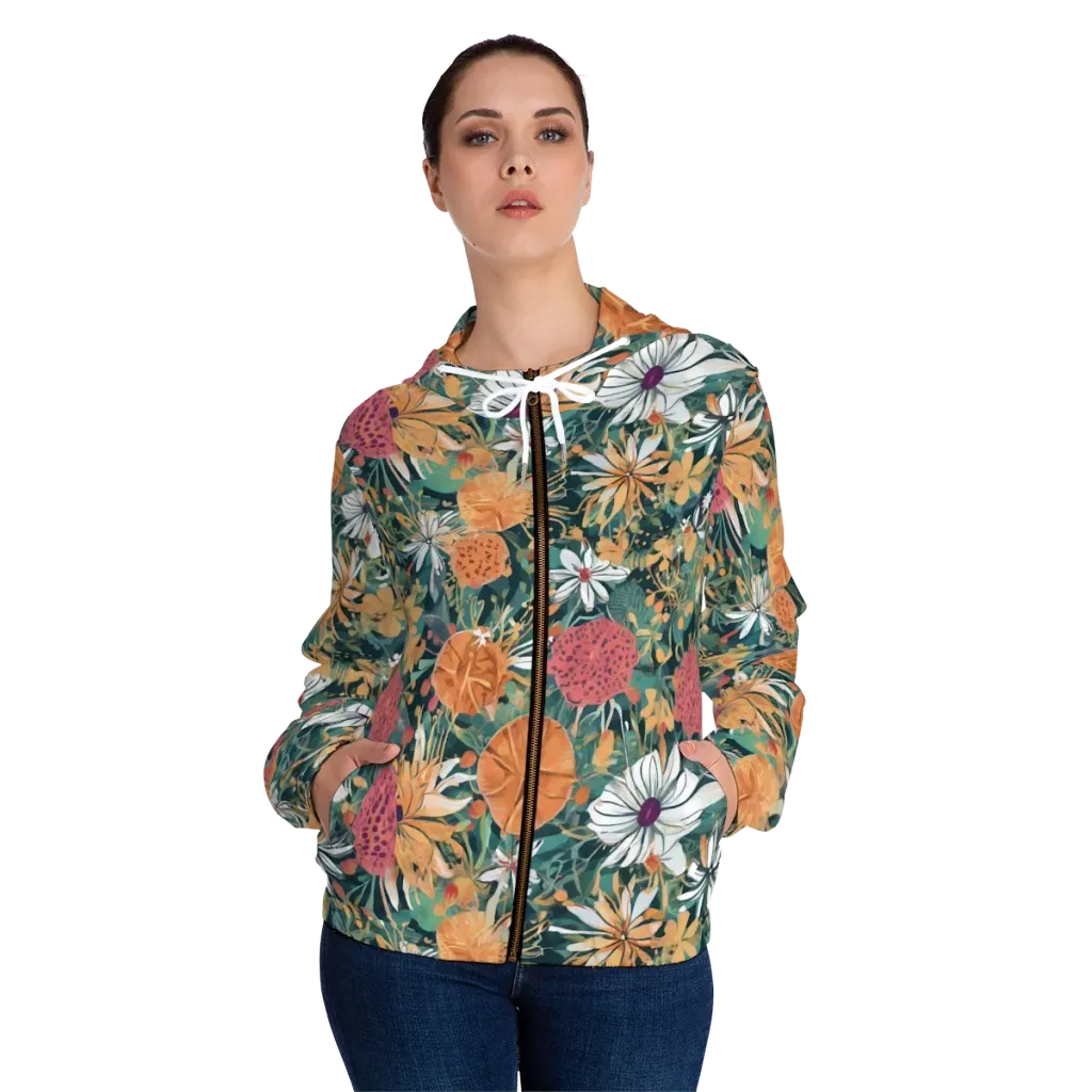 Tangerine Conservatory on Women's Full-Zip Hoodie — Front On Person