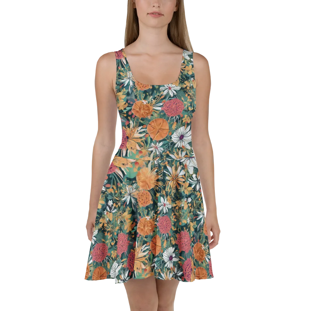 Tangerine Conservatory on Skater Dress — Front