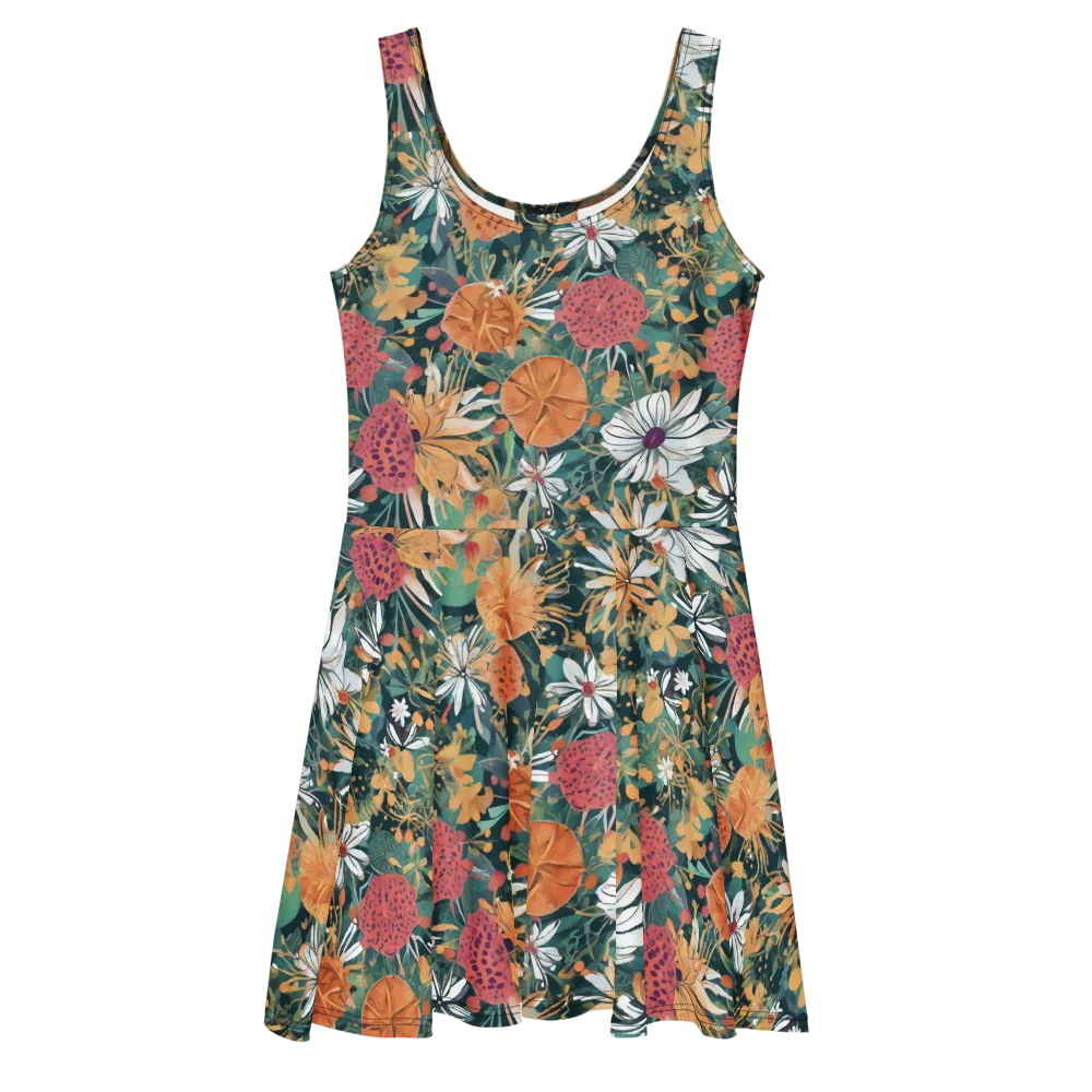 Tangerine Conservatory on Skater Dress — Front