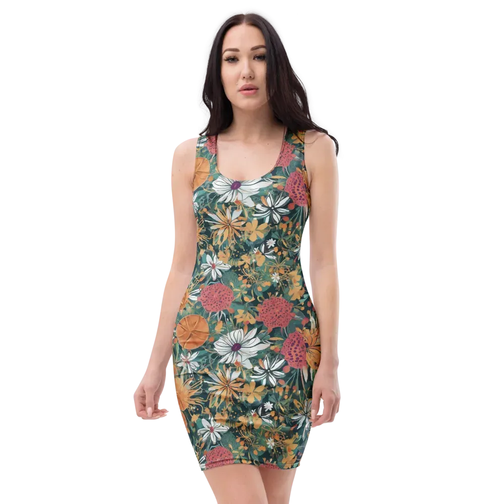 Tangerine Conservatory on Bodycon Dress — Front