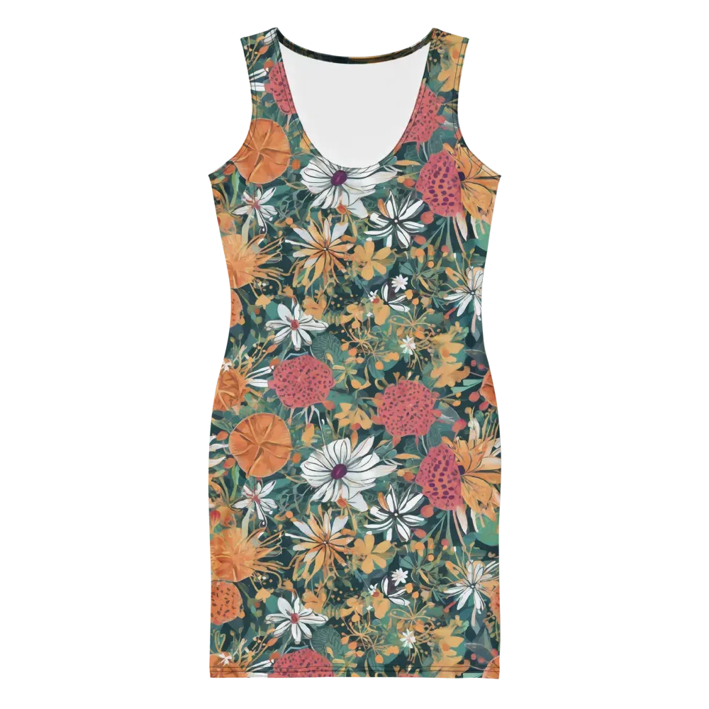 Tangerine Conservatory on Bodycon Dress — Front