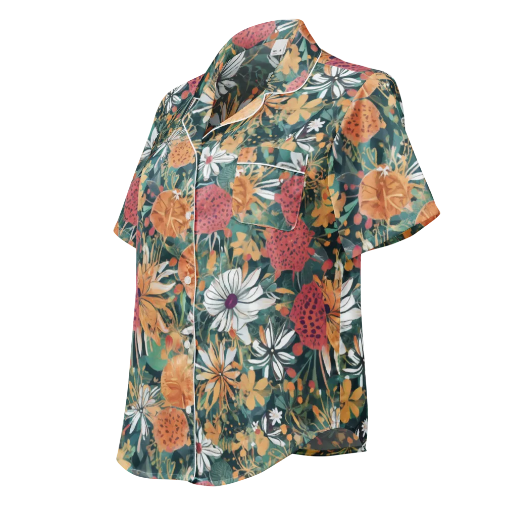 Tangerine Conservatory on Women's Short Sleeve Pajama Top — Left Front