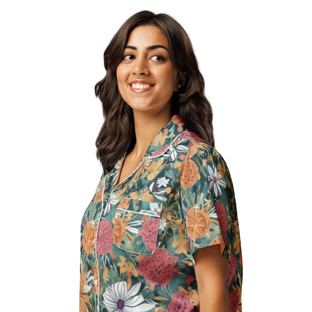 Tangerine Conservatory on Women's Short Sleeve Pajama Top — Left Front