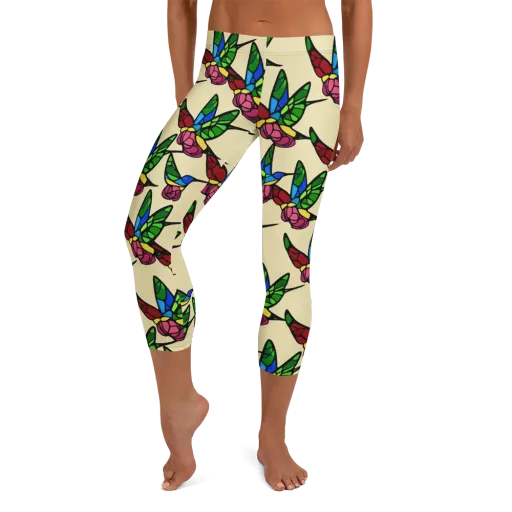 Hummingbird Mosaic on a Capri Leggings