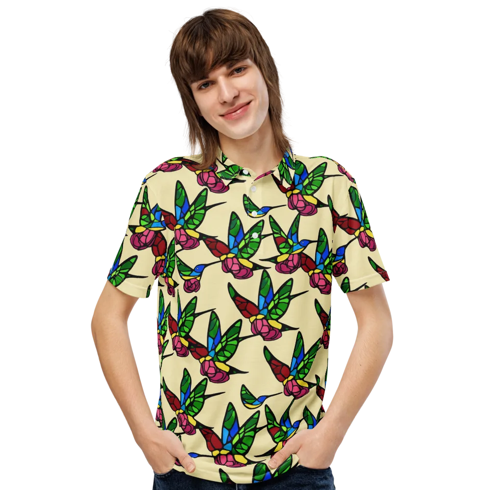 Hummingbird Mosaic on Men's Slim Fit Polo Shirt — Front