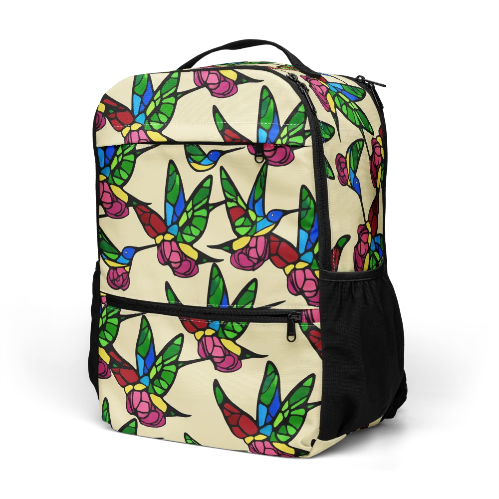 Hummingbird Mosaic on Utility Backpack — Left Front