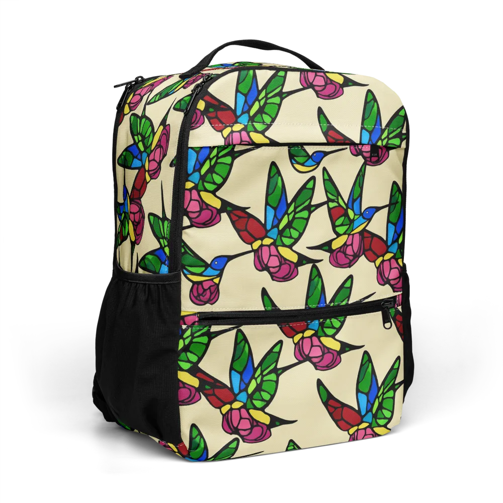 Hummingbird Mosaic on Utility Backpack — Right Front