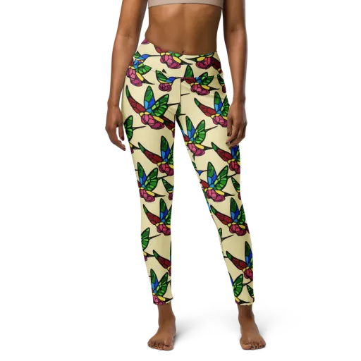 Hummingbird Mosaic on a Yoga Leggings