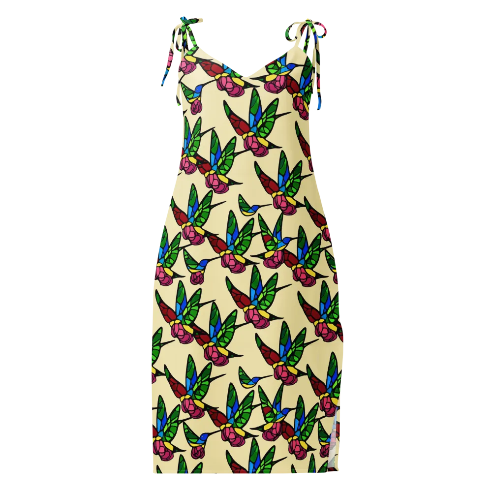 Hummingbird Mosaic on Slip Dress — Front