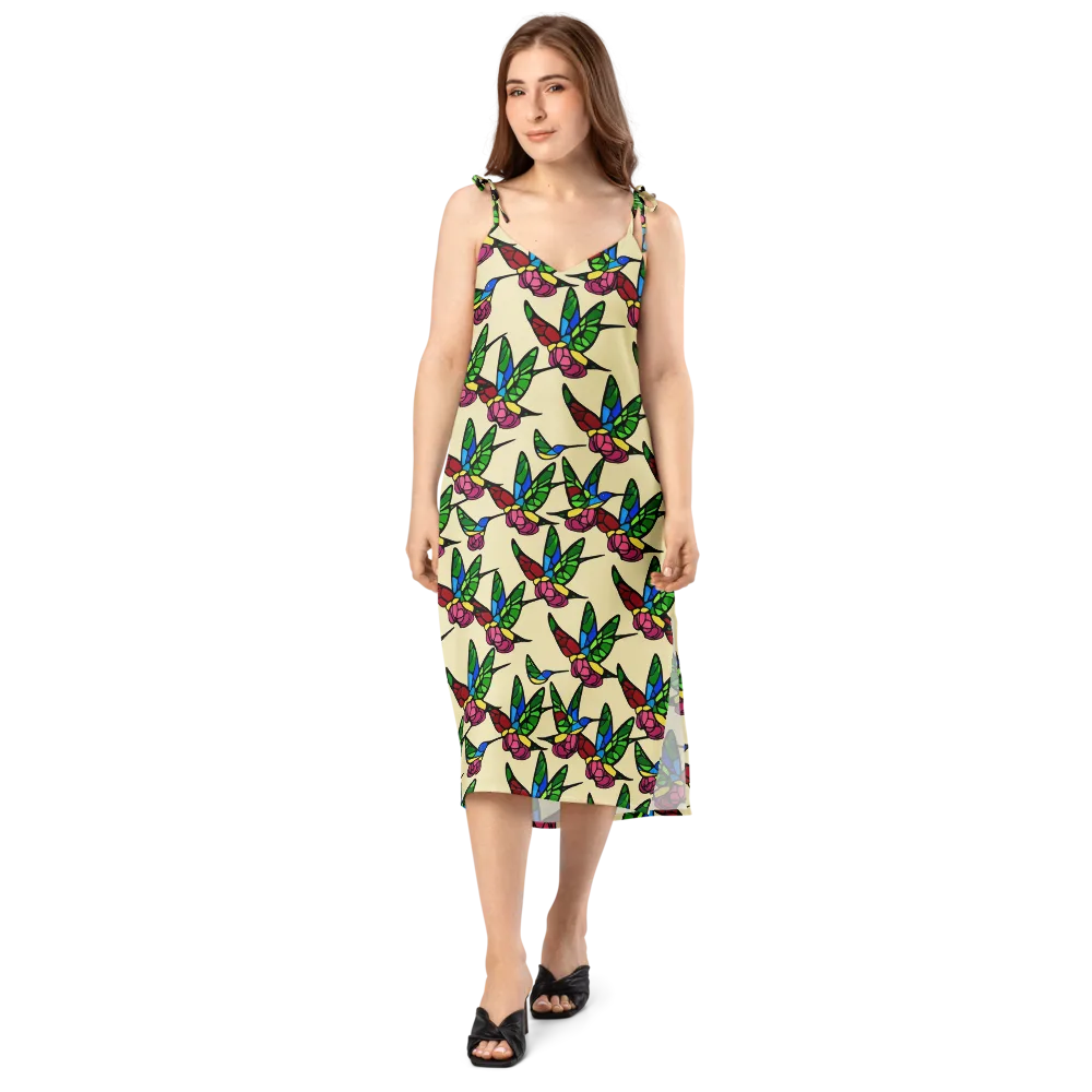 Hummingbird Mosaic on Slip Dress — Front