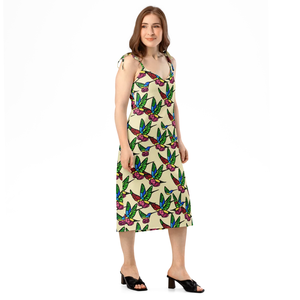 Hummingbird Mosaic on Slip Dress — Right Front