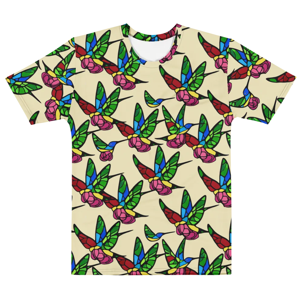 Hummingbird Mosaic on Men's Cotton Crew Neck T-Shirt — Front