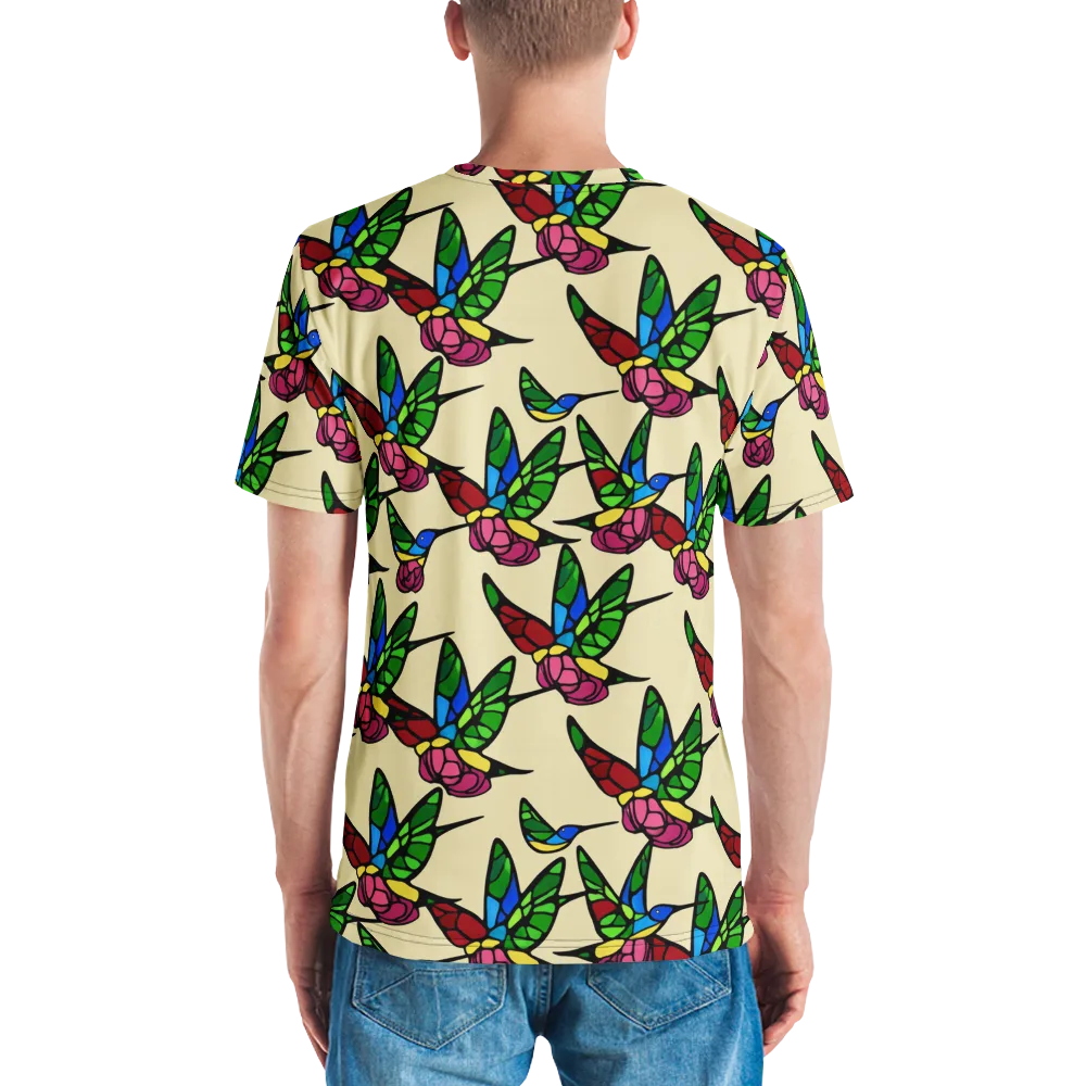 Hummingbird Mosaic on Men's Crew Neck T-Shirt — Back