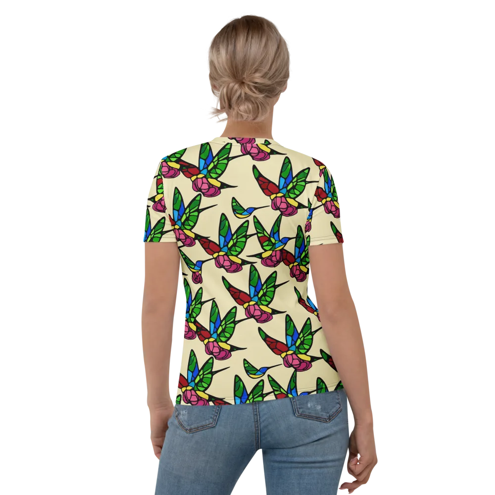 Hummingbird Mosaic on Women's Crew Neck T-Shirt — Back