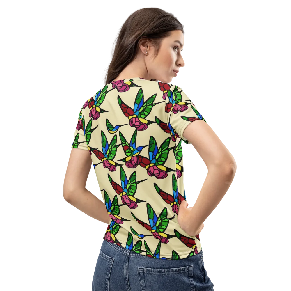 Hummingbird Mosaic on Women's Crew Neck T-Shirt — Back