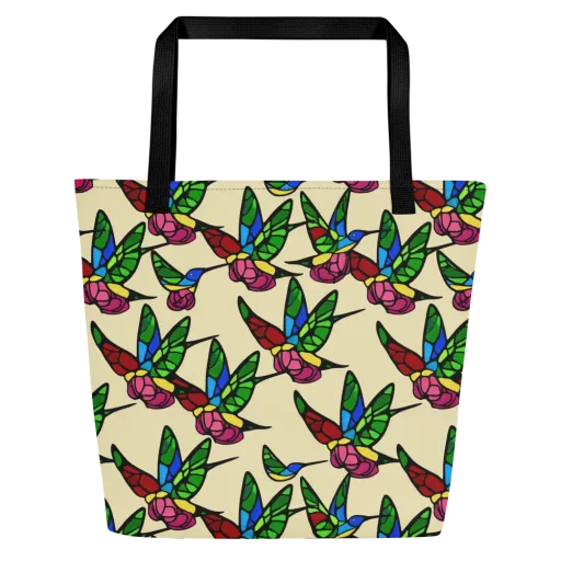 Hummingbird Mosaic on a Large Tote Bag W/ Pocket