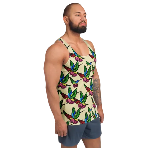 Hummingbird Mosaic on a Men's Tank Top