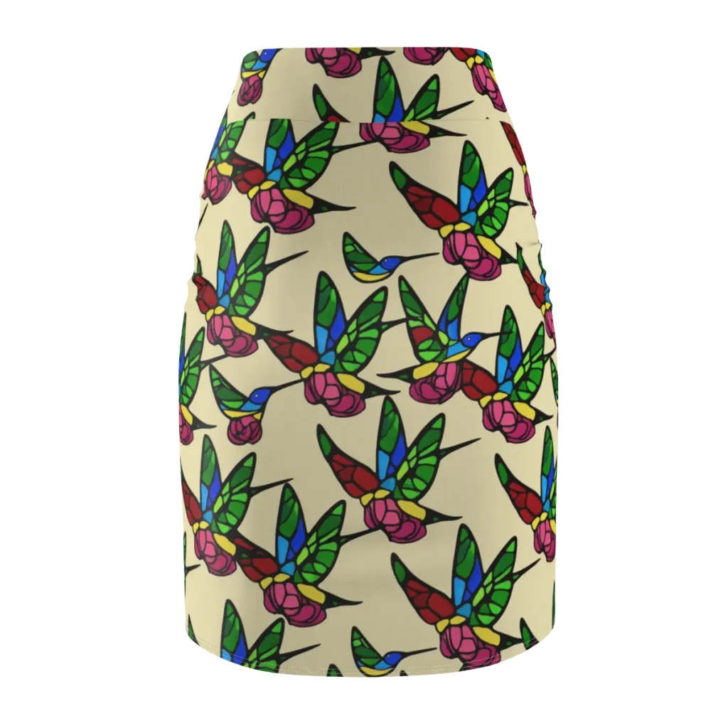 Hummingbird Mosaic on Pencil Skirt — Back